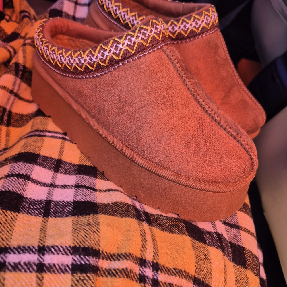 Cozy Brown Suede Platform Slippers